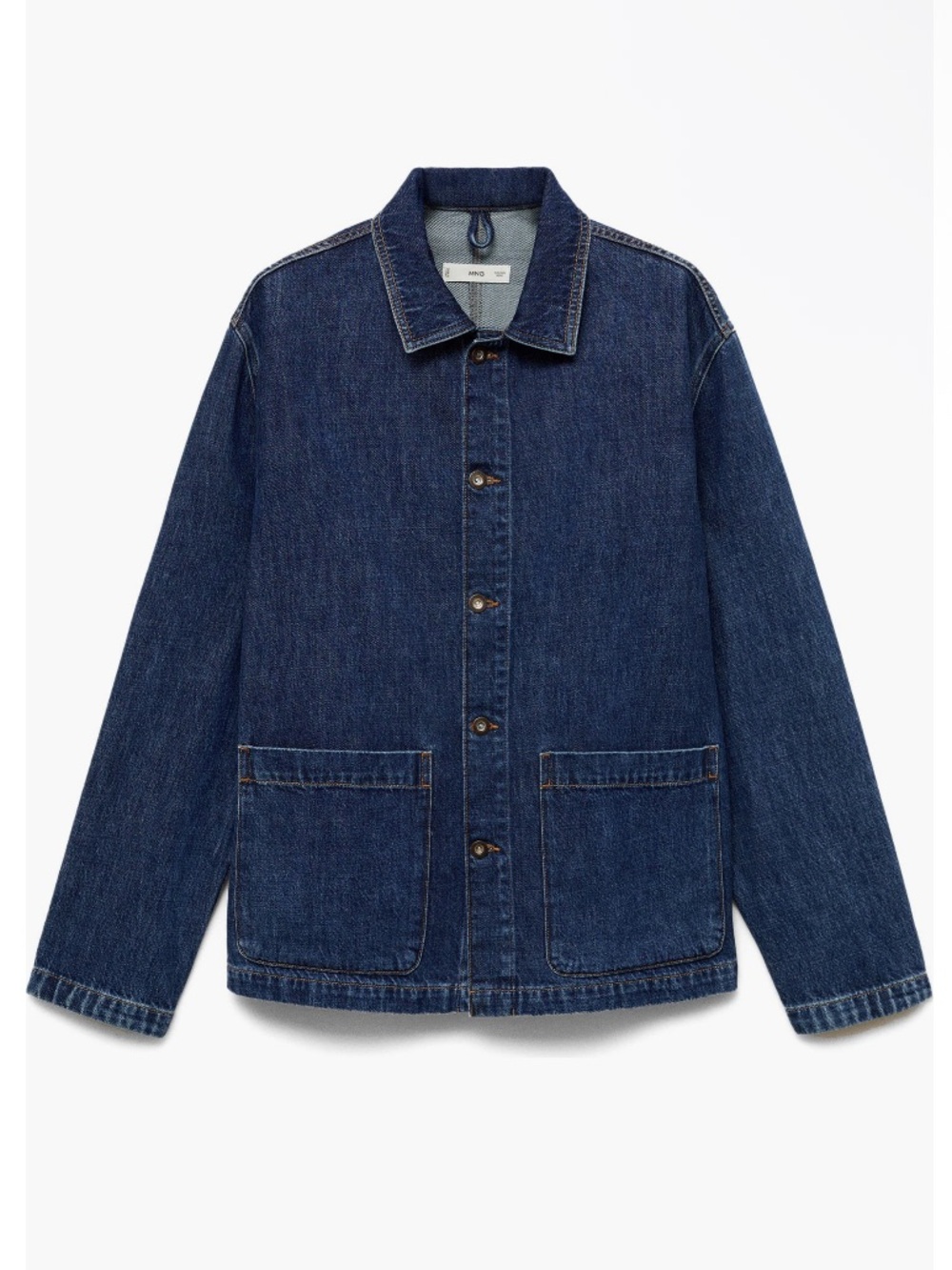 Mango Denim Overshirt Mens Cotton Button Up Shirt Jacket Mid Wash Size XL